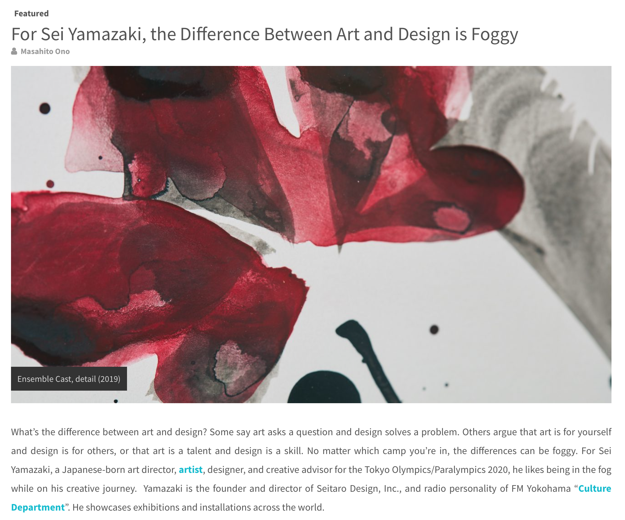 Featured / For Sei Yamazaki, the Difference Between Art and Design is Foggy